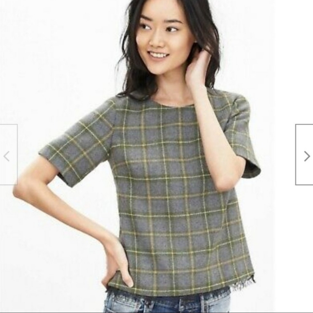 Wool, Plaid Short Sleeved Shirt